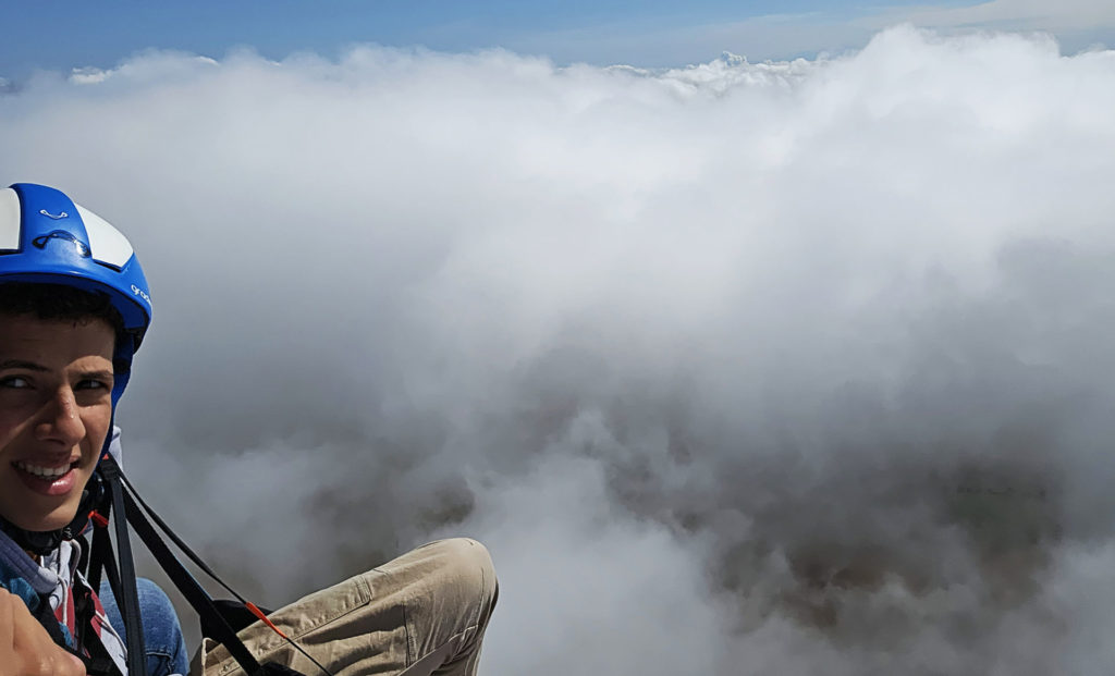 Vol biplace parapente treuil nuage